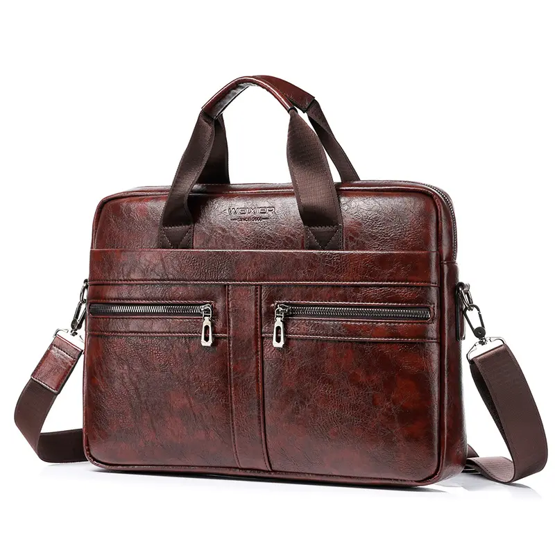 W2119 Men's carry-on document leather bag Vintage cross-body handbag Leather briefcase Laptop case Men's business