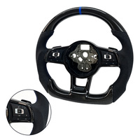 Volant sport en cuir perforé en fibre de carbone pour Volkswagen Golf 5 6 7 R MK5 MK6 MK7 Gti Polo Passat CC B8 B6