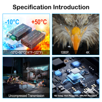 Mini convertisseur de média à fibre optique 4K avec audio stéréo externe et RS232, bande passante 4K*2K 60Hz 10,2 Gbit/s