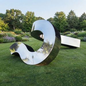 Escultura Abstracta de Cinta de Acero Inoxidable Pulido con Acabado Espejo, Gran Escultura Moderna de Metal para Exteriores, Estatua Artística de Bucle para Decoración de Jardín, Parque y Paisaje - Product Image 6