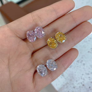 ต่างหู CAOSHI แบบเรียบง่าย 4 สี ชุบเงิน สำหรับผู้หญิง ต่างหูเจ้าสาว ต่างหูทองแดงทรงรีประดับเพชรซิร์คอน น่ารัก สำหรับผู้หญิง - Product Image 3