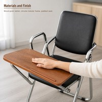 Chaise de formation pliable et empilable avec tablette d'écriture, pieds en U chromés, chaise de conférence en cuir PU pour l'école, le bureau, la salle de classe