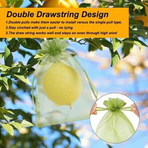 Fruit Protection Bags, 4x6 Inch Green Strawberry <b>Netting</b> Covers, Drawstring <b>Mesh</b> Bags, Pest Barrier for Blueberries - Product Image 4