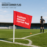 Drapeau d'angle de terrain de football professionnel double face avec poteau, personnalisé et durable, avec impression de logo sur mesure