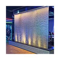 Fuente de Agua con Cortina de Cristal, Pared de Agua Interior o Exterior, Cascada Artificial Decorativa de Acero Inoxidable para Jardín