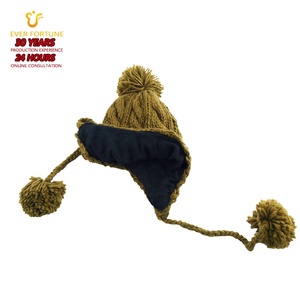 Bonnet d'hiver en acrylique tricoté à la main pour enfants, doublé polaire, avec cache-oreilles et pompon, chaud et doux, pour femmes - En promotion - Product Image 6