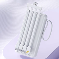 Batterie externe ultra-mince 10000mAh/20000mAh en gros d'usine avec câble intégré, lumière LED, cordon et motif/logo personnalisables