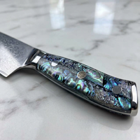 Couteau de cuisine Santoku de chef 67 couches en acier Damas, couteau à découper, à désosser et à trancher, couteau Nakiri tranchant avec manche en nacre d'ormeau