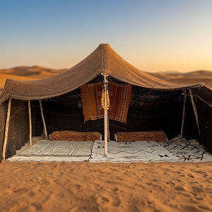 Tente traditionnelle du désert avec tapis et coussins à motifs pour le camping en plein air - Product Image 1