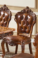 Königliches Luxus-Esszimmer-Set im antiken französischen Stil: Massivholz-Leder-Esstisch und 8 Stühle, langlebig, rechteckig, für Zuhause