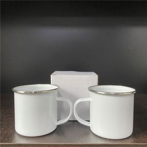 White Diy Blanks Coated 11Oz 12Oz Enamel Camping Tin Enamelled Sublimation <b>Mug</b> for Happy Camper - Outdoor - Product Image 4
