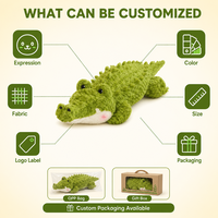 Peluche de crocodile vert Kawaii avec ventre crème, adorable animal en peluche reptile pour cadeau sur le thème de la jungle