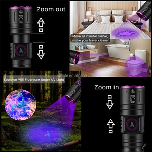 Linterna UV Recargable Zoom 365/395nm, Luz Negra para Detectar Orina de Mascotas, Tinea en Gatos y Perros, Escorpiones y Dinero Falso - Product Image 2