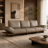 Sofá Esquinero en Forma de L de Cuero Genuino Ecológico Moderno con Base de Plataforma de Madera Rellena de Esponja para Sala de Estar, Apartamento u Hotel