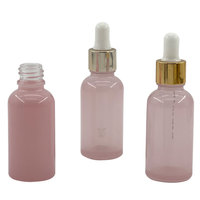 Flacon compte-gouttes d'huile essentielle en verre de peinture personnalisée Flacon à sérum à épaule ronde rose le plus vendu