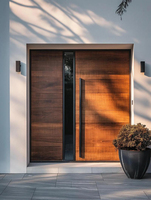 Porte d'entrée principale en bois anti-effraction pour entrepôt extérieur moderne, surface finie, idéale pour salon