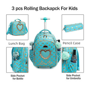 Tùy Chỉnh In Sinh Viên 3 Trong 1 Xe Đẩy Túi Bộ Học Sinh Thiếu Niên Sinh Viên Schoolbag Bộ Xe Đẩy Ba Lô Với Túi Ăn Trưa Cho Cô Gái - Product Image 5