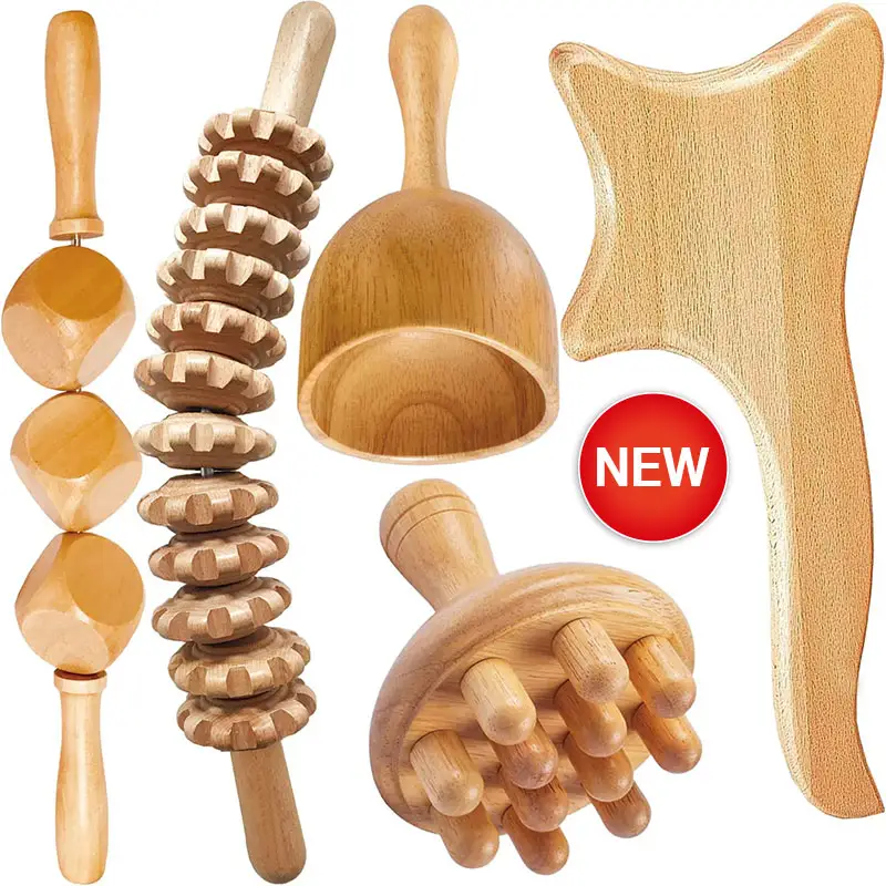 Self Massage Tools, Neck Machine Stick, Body Shaping, Wooden Cellulite Massage Roller Set, Wood Therapy