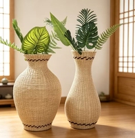 Groothandel Huisdecoratie Rieten Vazen, Huwelijksdecoratie Huaben Decoratie Vloervazen, Grote Maatwerk Plantenvazen