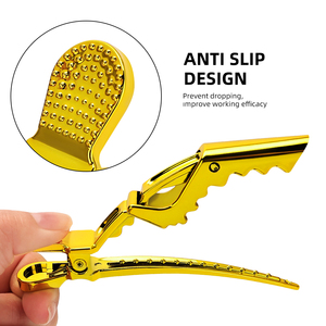 Venta al por mayor de fábrica, pinza de peluquería antideslizante colorida de cocodrilo de plástico de 11cm, pinzas de pelo profesionales de cocodrilo - Product Image 5