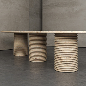 KUMUSI travertino in pietra 12 posti tavolo da pranzo lungo ovale moderno minimalista in marmo <span class=keywords><strong>mobili</strong></span> di lusso per Hotel & Villa camera moderna - Product Image 2