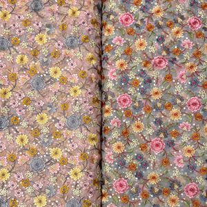 Trendy Embroidered 100% Natural Georgette Fabric for Girls Dresses for Weddings and Fashion - Product Image 1