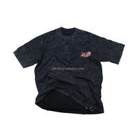 Camiseta de mezclilla personalizada para hombre, talla grande, manga corta, cuello redondo, estampado de letras con pedrería, diseño casual de algodón tejido en la espalda