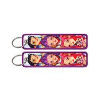 Stok kartun Anime tenun baja tahan karat gantungan kunci tahan lama desain dapat disesuaikan Tag bagasi kualitas Premium untuk hadiah promosi