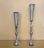 Vase en métal argenté et doré de style trompette, taille européenne, pour décoration d'événements, centre de table de mariage, art en fer pour activités