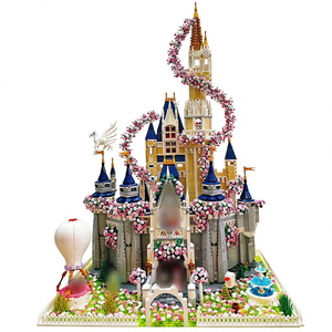 Modèle de construction pour adultes Château de la <span class=keywords><strong>Princesse</strong></span> <span class=keywords><strong>Cendrillon</strong></span> Fleur de cerisier, unisexe, en plastique ABS, jouet de bricolage, cadeau fleur en briques - Product Image 1
