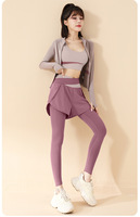 Set Yoga Tiga Potong Warna Senada, Model Selebgram, Pinggang Tinggi, Angkat Pinggul, Pakaian Olahraga Lari, Bahan Bernapas, Slim-fit