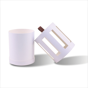 Custom perfume essential oil candle box White hollow cylinder box with ribbon - Product Image 1