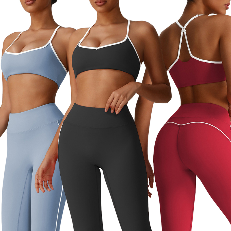 Sm2535-1 Nude Feel Cross Backless Bra Shockproof Push-up High Elastic Sports Underwear Sexy Shaping Yoga Bra