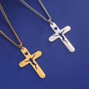 Collier Croix Crucifix Jésus Myshape, Pendentif Statue <span class=keywords><strong>Christ</strong></span> Sauveur en Acier Inoxydable, Cadeau Religieux pour Prière et <span class=keywords><strong>Bible</strong></span> - Product Image 2