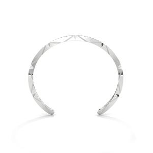 Modern Sterling <b>Silver</b> Linear <b>Cuff</b> <b>Bracelet</b> with Black and White Synthetic Diamond Accents for Elegant Luxury Style - Product Image 1