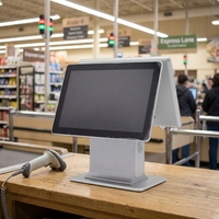 Terminal de point de vente tout-en-un en alliage d'aluminium avec double écran tactile 10,1 pouces Android 11, caisse enregistreuse de comptoir de bureau