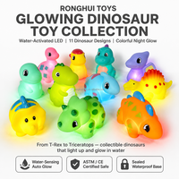 Jouets de bain lumineux dinosaures à collectionner, jouets en caoutchouc activés par l'eau (Triceratops, Stégosaure), lumières sensorielles pour le bain, thème Dragon