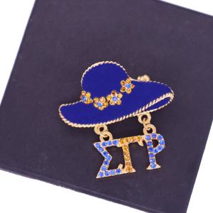 Azul Esmalte Chapéu Pinos Jóias Carta Grega Fraternidade Sigma Gamma Rho Cap Broche Jóias Por Atacado - Product Image 4