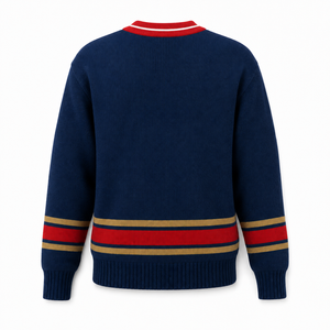 Vintage Rugby Style Knit Sweater <b>Men</b> V Neck Preppy College Style Striped <b>Pullover</b> - Product Image 4
