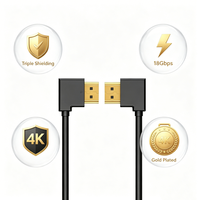 Câble vidéo UHD à triple blindage en PVC plaqué or haute vitesse 18 Gbps 4K 60 Hz avec coudes gauche/droite/haut/bas pour moniteur HDTV