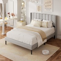Modernes Luxuriöses Samtbett Verstellbares Kingsize-Bettgestell Faltbares Kopfteil Umweltfreundlicher Langlebiger Metallrahmen Einfach zu Montieren