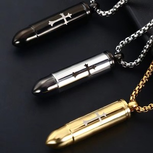 Colgante personalizado que se puede abrir, urna para cenizas, botella de Perfume, bala dominante, collar de cremación de acero de titanio para hombres - Product Image 5