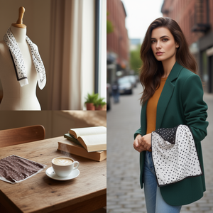 Foulard Quadrato Zi 70x70Cm a Pois in Poliestere, Accessorio di Moda Multifunzionale per Tutte le Stagioni - Product Image 2