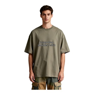 TKAN71D เสื้อยืดผ้าฝ้ายพิมพ์ลายสกรีนผ้าไหมพลัสไซส์เสื้อลำลองเปิดไหล่ปล่อยคอกลมของผู้ชาย - Product Image 1