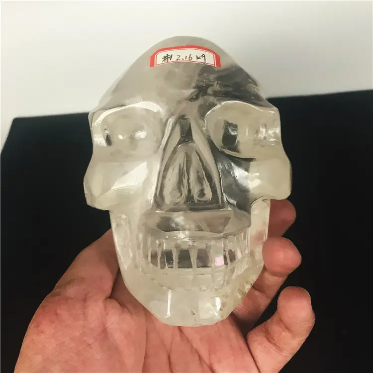 Venta de calaveras de cristal de cuarzo natural, tallado a mano grandes calaveras de cuarzo transparente joyería