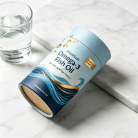 Emballage de luxe personnalisé en tube de papier jetable de qualité alimentaire avec couvercle fenêtré pour compléments alimentaires, gommes, huile de poisson, chocolat, logo en feuille d'or