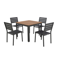 Ensemble de table à manger d'extérieur en bois PS moderne, 3 pièces, 5 pièces, ensemble de bistrot de jardin pour patio, plage, parc, restaurant, hôtel, utilisation en salle