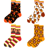 Chaussettes décontractées pour hommes, motif animal et citrouille, rouge et vert, pour l'automne-hiver, ambiance de Thanksgiving, pour l'intérieur et les fêtes de rue, tendance
