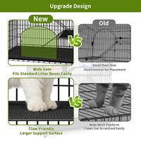 Cage à chat noire simple à étages, à monter soi-même, avec roulettes, étagère de rangement intégrée, hamac suspendu et lit en peluche, pour usage quotidien en intérieur et pour plusieurs chats