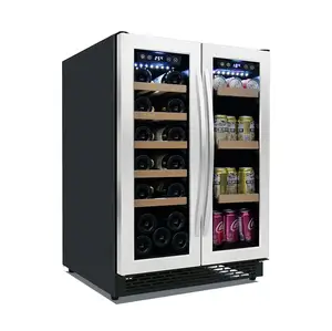 Wholesale 118L American Style Double Door Built In Wine Coolers Dual Zone Temperature And Humidity Controls